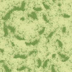 Fototapeta premium Bright line green tropical foliage seamless pattern. High quality illustration. Vivid but simple palm tree leaves in happy light green shades with linen fabric texture overlay.
