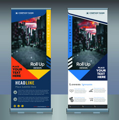 roll up brochure flyer banner design template vector, abstract background, modern x-banner, rectangle size.
