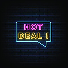 Hot deal neon sign, neon style template