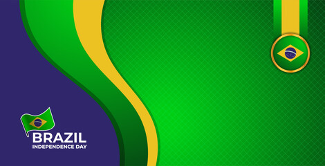 Realistic brazil independence day banner with the theme of the brazil flag wave shape