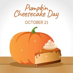 National Pumpkin Cheesecake  Day Vector Illustration