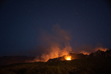 Wildfire in the desert mountains