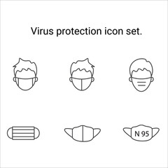 Covid-19 virus protection  icon set.