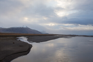 Sunrise on coast of Iceland