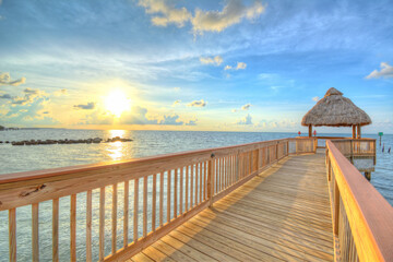 Sunrise on the dock at the resort