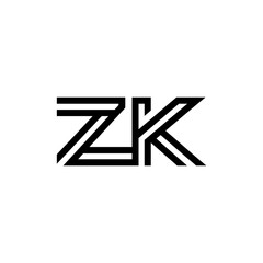 initial letter zk line stroke logo modern