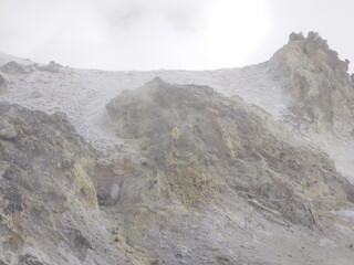 The scenery of Jigokudani Volcano, an active volcano in Hokkaido, Japan