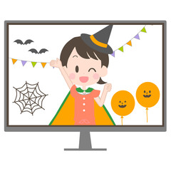 リモートハロウィンを楽しむ子供達