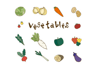 ベジタブルやヴィーガン　アイコン素材　　和風　手書き