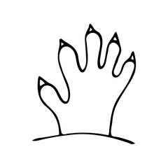 Obraz premium Halloween icon. Zombie hand. Doodle element. Vector illustration.