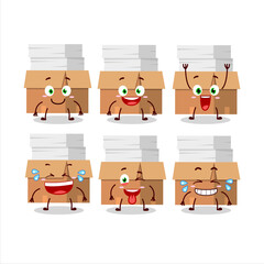 Cartoon character of office boxes with paper with smile expression