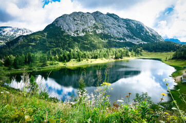 Tauplitz Alm. Lake Großsee in the Styria region.