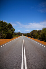 The empty open road in Australia stretching into the distance. Portrait.