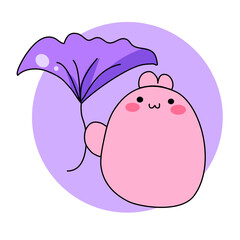 illustration of an bunny with ginkgo leaf