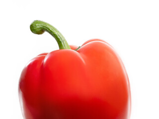 top of red bell pepper on a white background close up