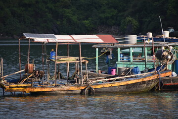 Fototapeta na wymiar Rustic Local Fishing Boat in Lan Ha Bay, Vietnam 2