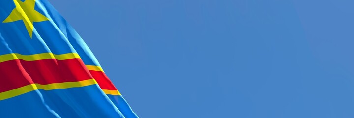 3D rendering of the national flag of Congo waving in the wind