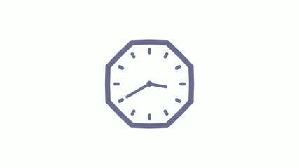 12 hours counting down clock icon with trick,Aqua gray clock icon on white background