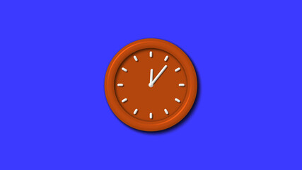 12 hours 3d wall clock icon on blue background,Counting down clock