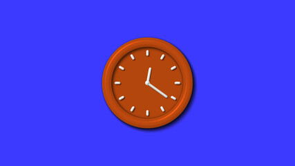 12 hours 3d wall clock icon on blue background,Counting down clock