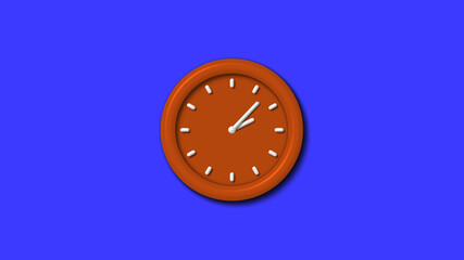 12 hours 3d wall clock icon on blue background,Counting down clock