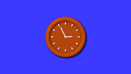 12 hours 3d wall clock icon on blue background,Counting down clock