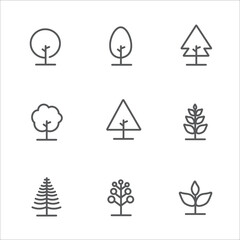 Tree Vector Line Icon Set. Contains such Icons as Wood, Plant, Pine, Cactus 