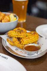 Vegan corn ribs and cauliflower