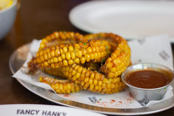 Vegan corn ribs and barbecue sauce