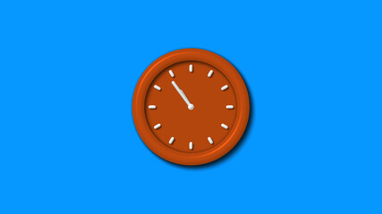 Amazing brown color 3d wall clock icon on aqua background,wall clock