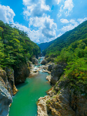 Fototapeta na wymiar River flowing through the canyon (Tochigi, Japan)