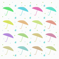 Fototapeta na wymiar Illustration Of Colorful Umbrellas Pattern.
