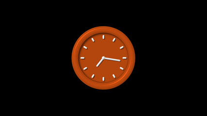 Amazing brown color 3d wall clock icon on black background,clock icon