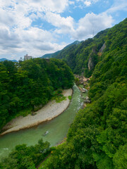 Fototapeta na wymiar River flowing through the canyon (Tochigi, Japan)