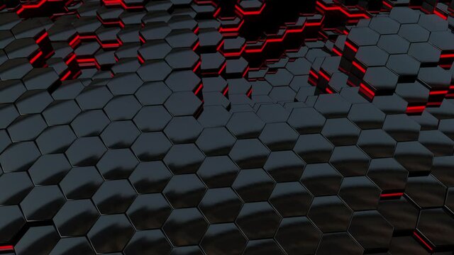 Black Hi-Tech Hexagon Background Loop