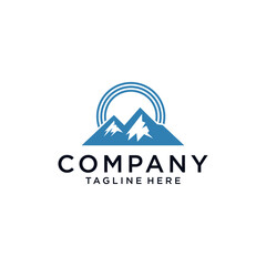 Fototapeta na wymiar mountain signal digital information logo design vector