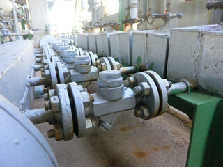 Beautifully arranged steam traps and blurred backgrounds.