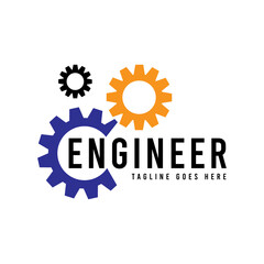 engineer with gear machine logo icon vector templat.