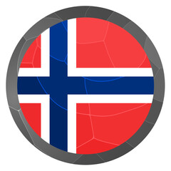 Obraz premium Glass light ball with flag of Norway. Round sphere, template icon. Norwegian national symbol. Glossy realistic ball, 3D abstract vector illustration highlighted on a white background. Big bubble.