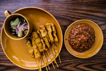 Pork Satay with Peanut Sauce. Delicious Thai food