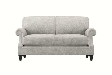 modern grey fabric 2 seat sofa on white isolate background. front view.