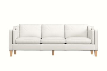 modern white fabric sofa 3 seat on white isolate background. front view.
