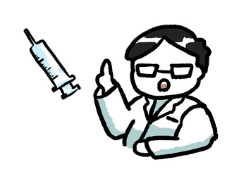 男性の医者(医師)とワクチンのイラスト
