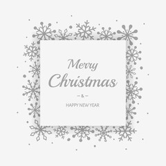 Christmas greeting card with festive snowflakes. Xmas wishes. Vector