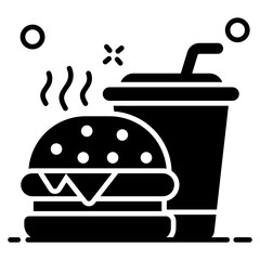 
style of fast food icon, burger with drink 
