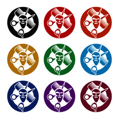 Barbershop logo, emblem, sign, label. Color set