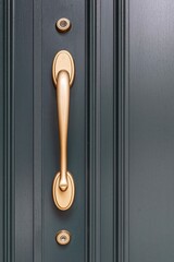 Modern door handle with security system lock on metal door