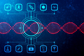 2d render of dna structure, abstract background
