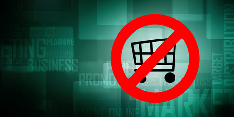 2d illustration Shopping Cart banned