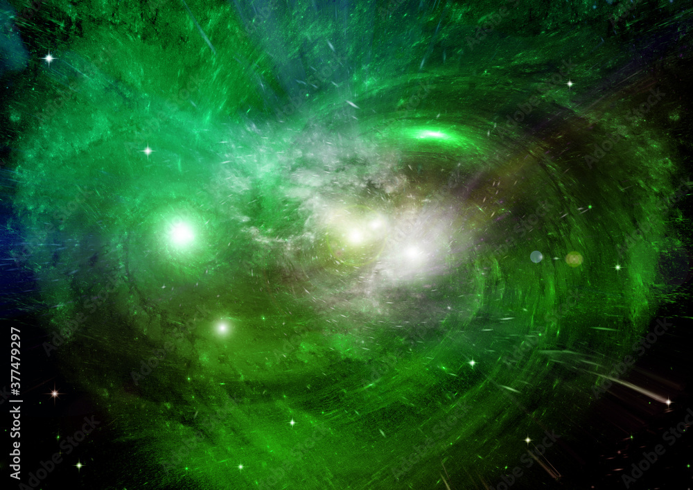 Wall mural galaxy in a free space. 3d rendering